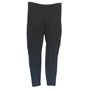 Old Navy Active Go Dry PowerSoft High Rise Black Leggings Size Large Pockets Zip